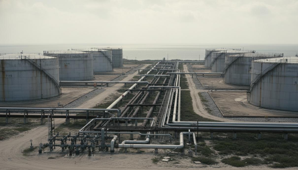 Нефтяные резервуары и портовая инфраструктура на побережье Техаса