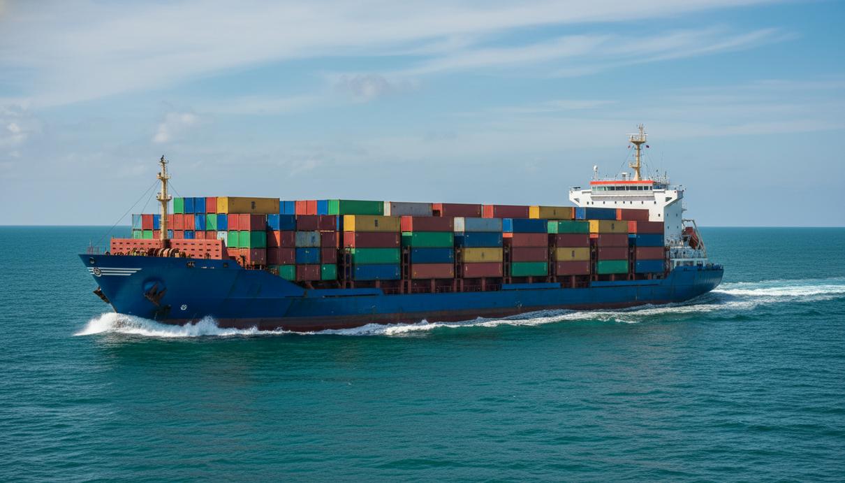 Euroseas продлила фрахт судна EM Kea с ростом ставки на 60 процентов Фидерный контейнеровоз с грузом контейнеров на палубе в открытом море