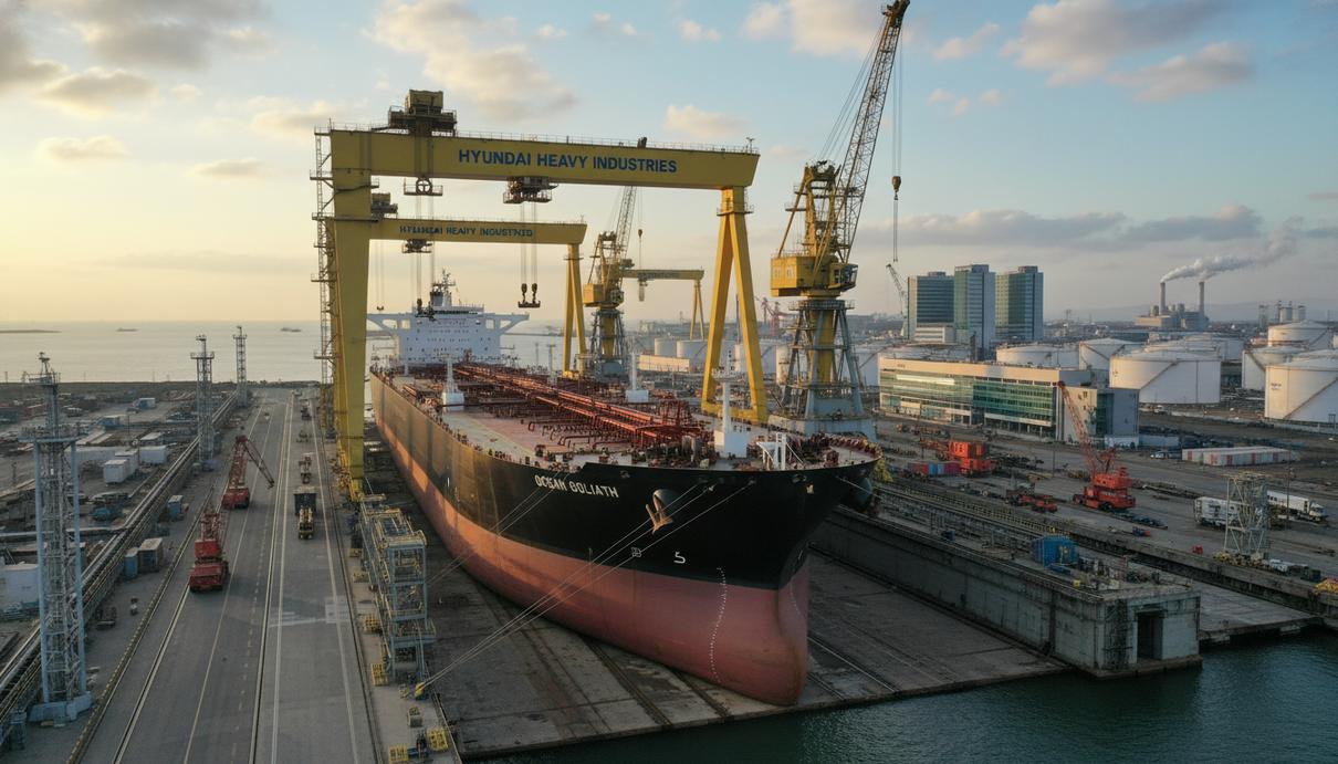 Pan Ocean расширяет флот: компания заказала четыре супертанкера за 525 млн долларов Крупнотоннажный нефтеналивной танкер у причала промышленной судоверфи с портовыми конструкциями