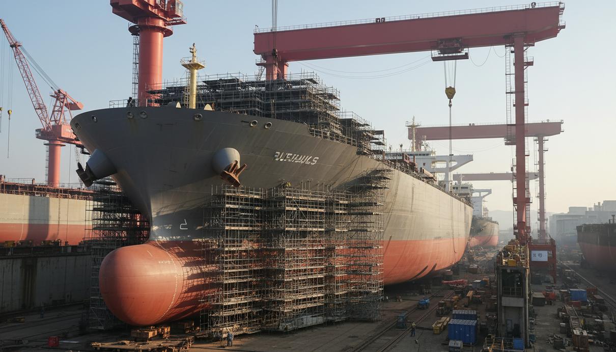 Ditaş заказала в Южной Корее четыре танкера Suezmax на $370 млн Корпус нового нефтяного танкера Suezmax в строительном доке современной судоверфи в Южной Корее.