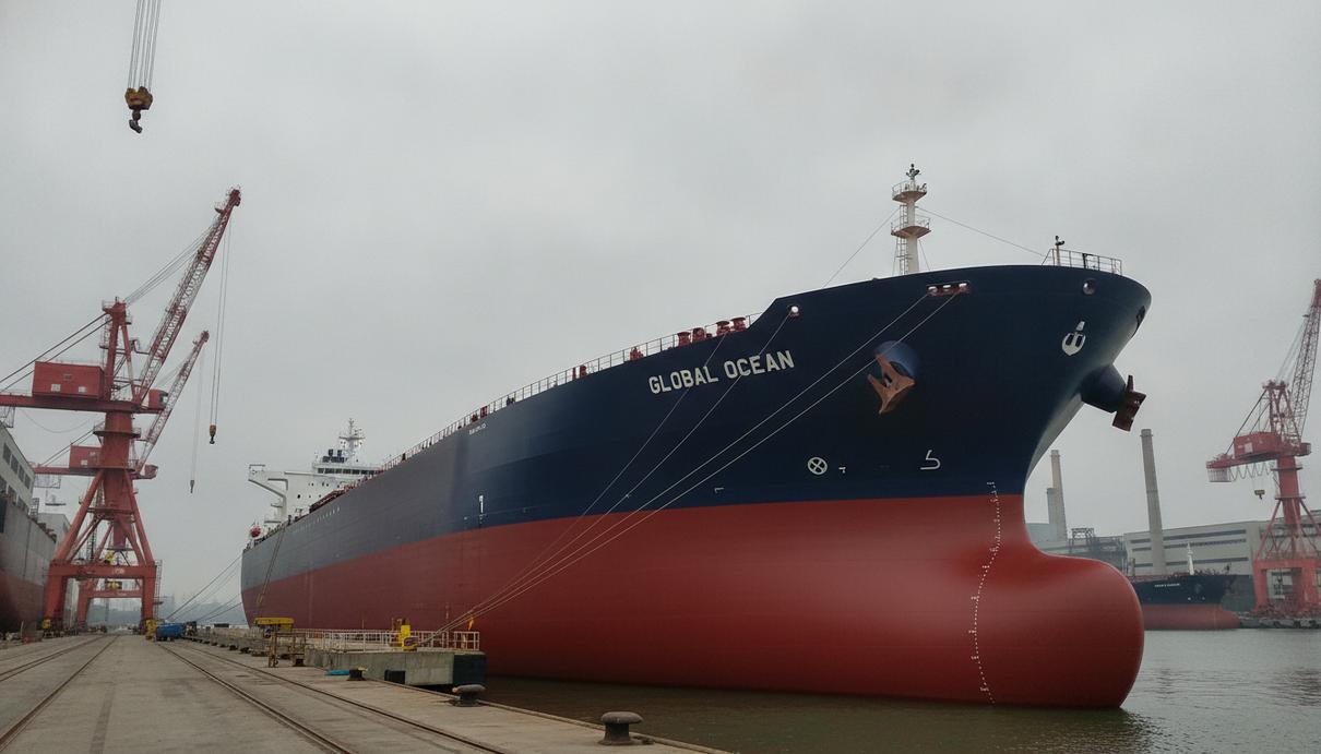 Dynacom заказала у Hengli еще четыре VLCC, доведя серию до 20 судов Новый супертанкер-VLCC у причальной стенки на современной судостроительной верфи в окружении портовых кранов.