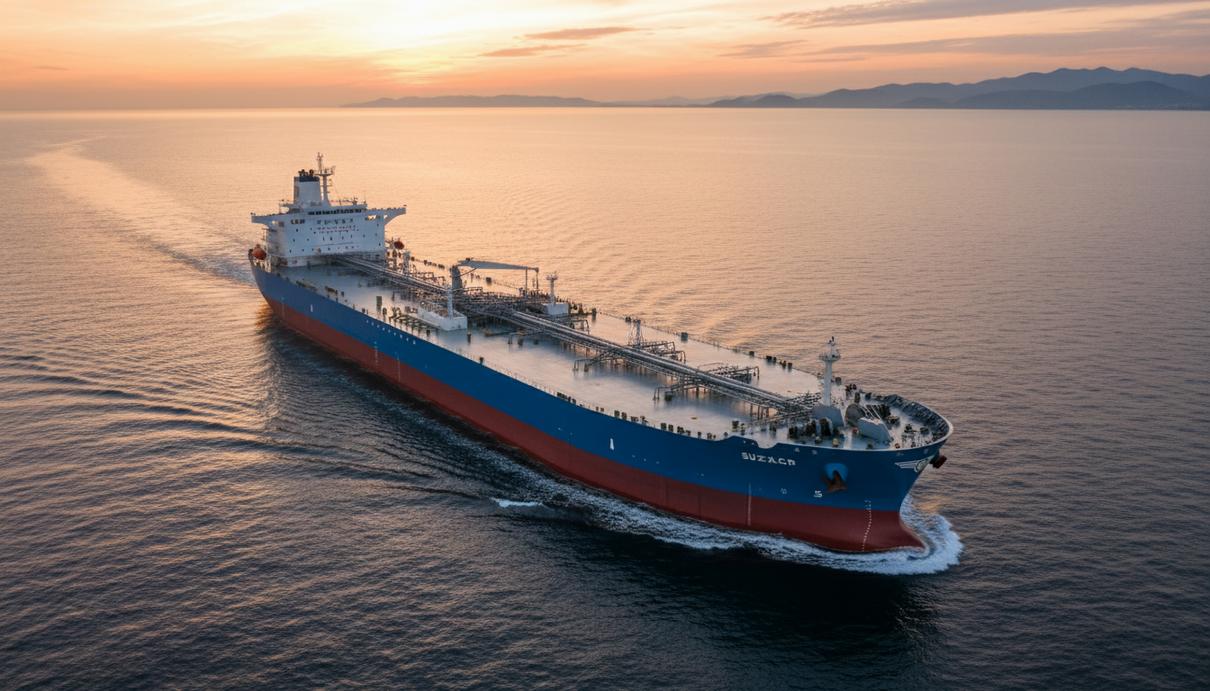 CMB.TECH продала новый танкер «Bristol» с прибылью в $56,9 млн Новый крупнотоннажный танкер типа Suezmax для перевозки сырой нефти идёт по морю в лучах закатного солнца.