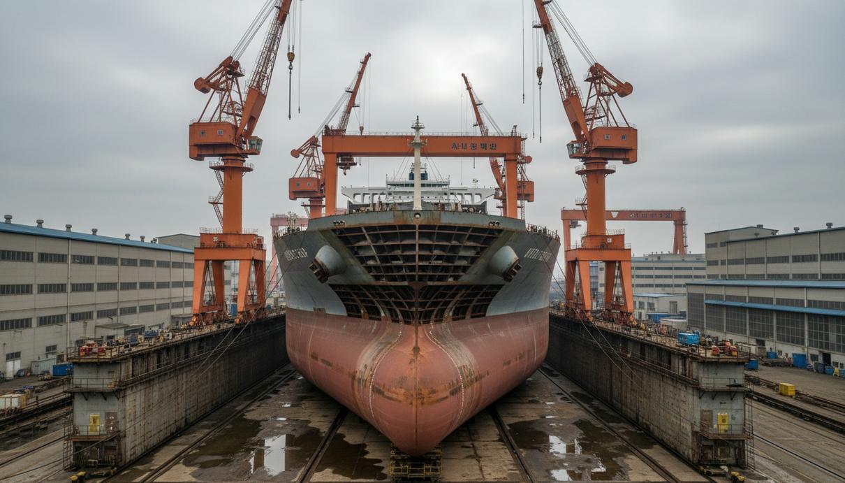 Sea Pioneer заказала у SK Oceanplant танкеры-афрамаксы на $437 млн Огромный танкер-афрамакс для перевозки сырой нефти в сухом доке на южнокорейской судостроительной верфи.