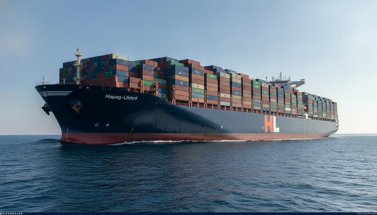 SFL продлила чартеры с Hapag-Lloyd на шесть судов на $750 млн Крупный контейнеровоз Hapag-Lloyd с оранжевым логотипом на борту, гружёный контейнерами, идёт по открытому морю.