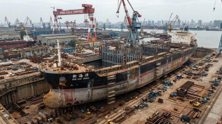 Китайская верфь COSCO переоборудовала балкер в контейнеровоз
